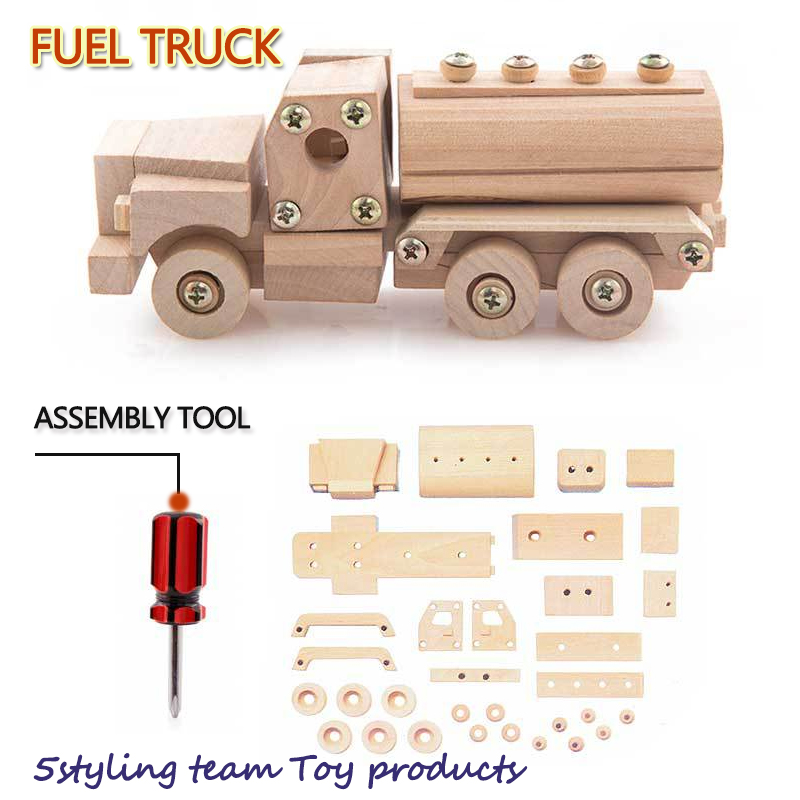 Оригинална дървена сглобка и разглобяване на модел камион лопатка деца DIY ръце на образователни играчки на едро смесени